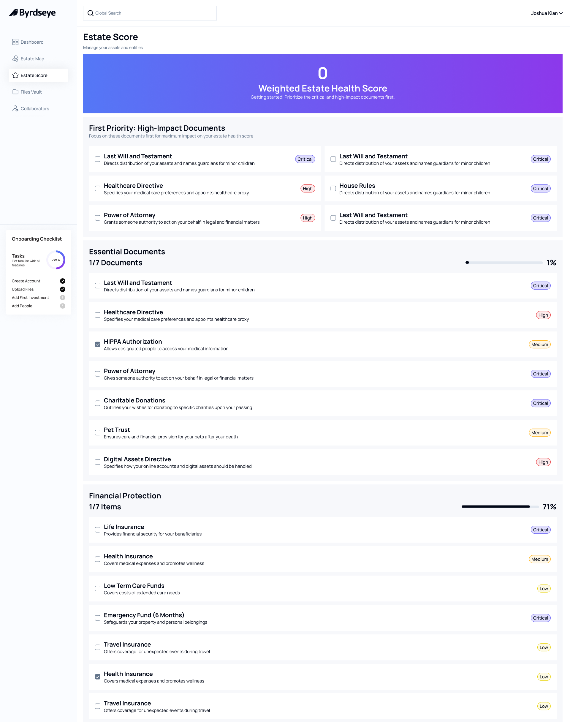 Byrdseye Estate Health Score
