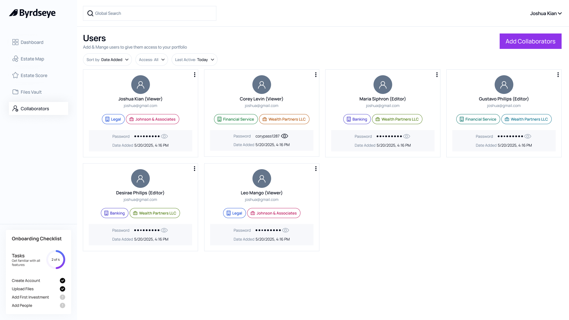 Byrdseye Collaborators / Users